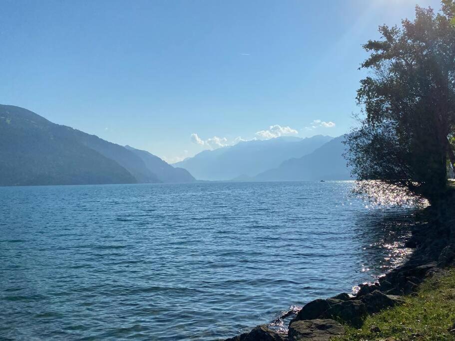 Herrlicher Blick Auf Berge Und See Faulensee Esterno foto