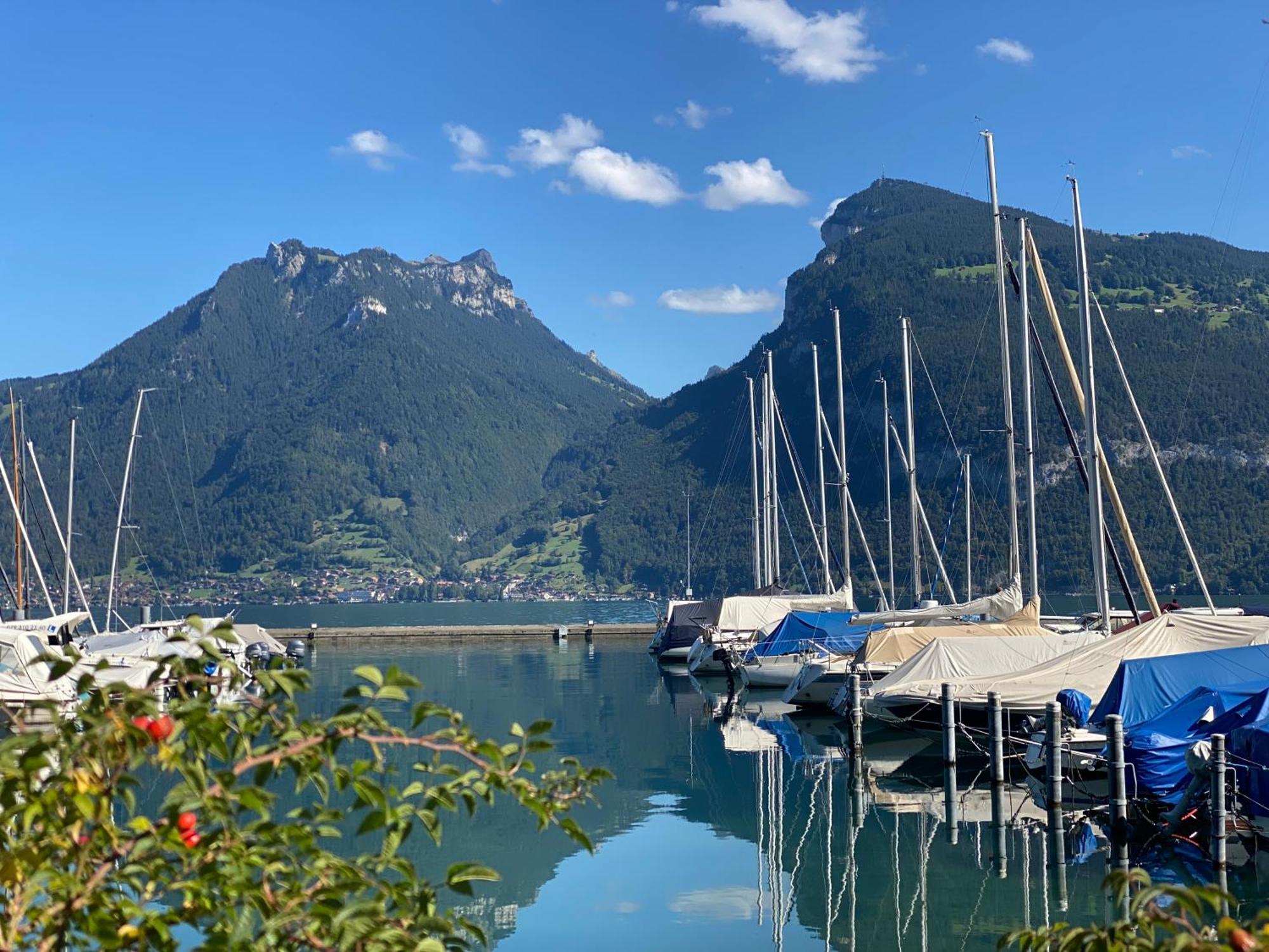 Herrlicher Blick Auf Berge Und See Faulensee Esterno foto